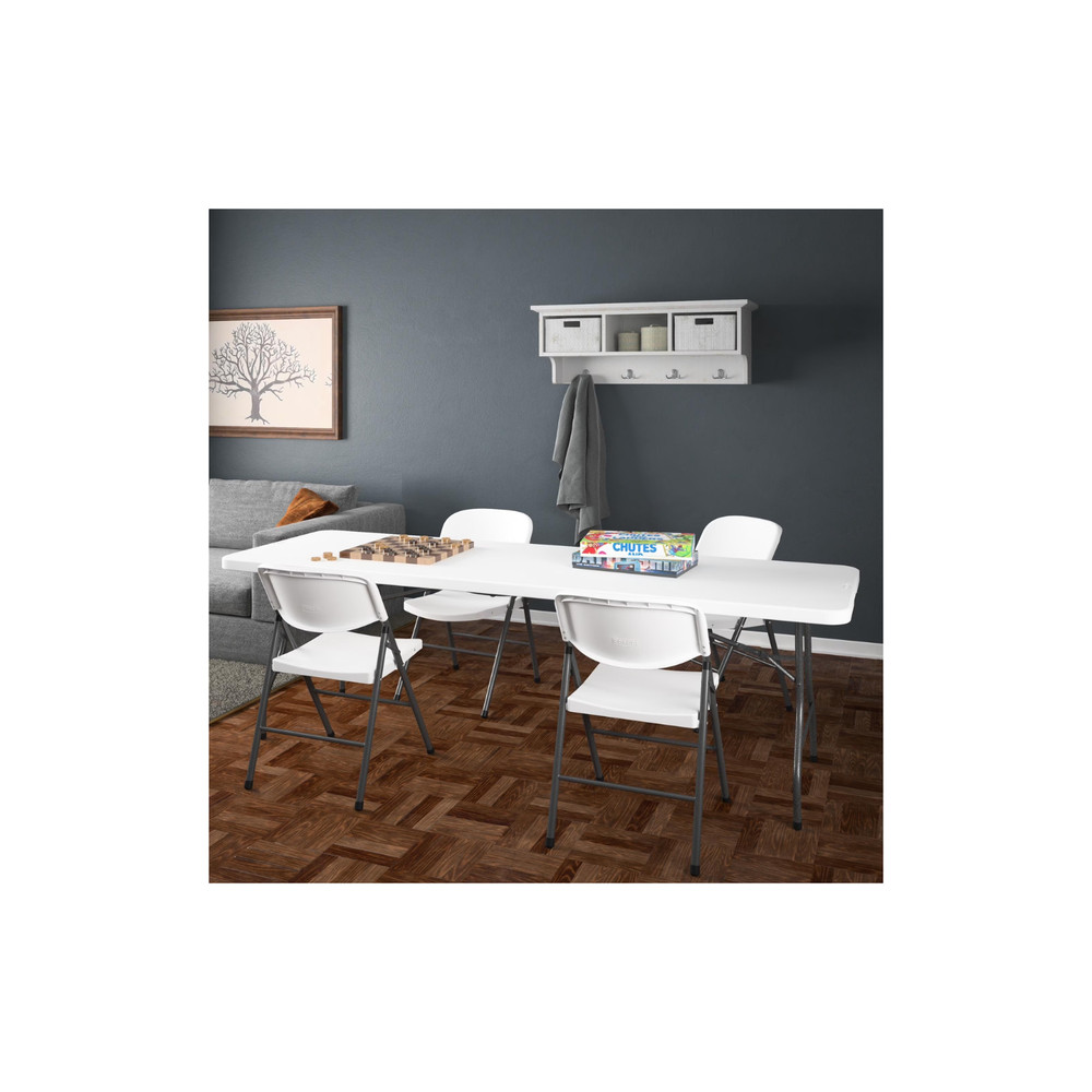 Cosco 8 Foot Centerfold Folding Table, White, Sturdy Frame, Durable Construction