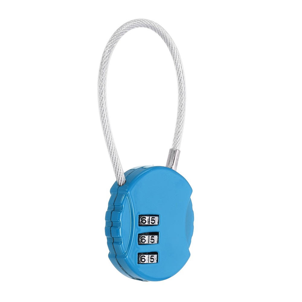 1-Pack Combination Padlock, 3 Digit Round Shaped Cable Luggage Lock [Blue]