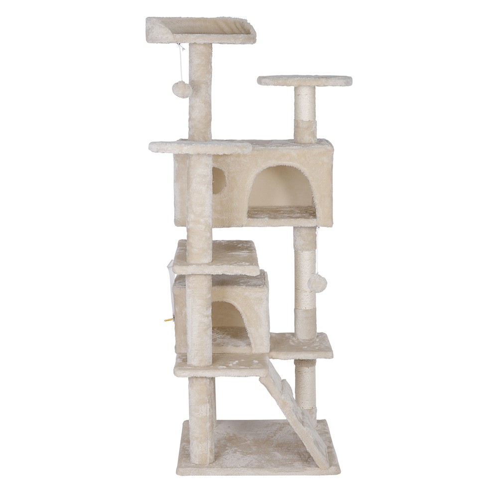 55 Inch Cat Tree Multi Level Tower Condo Activity Center Scrathching Post Beige