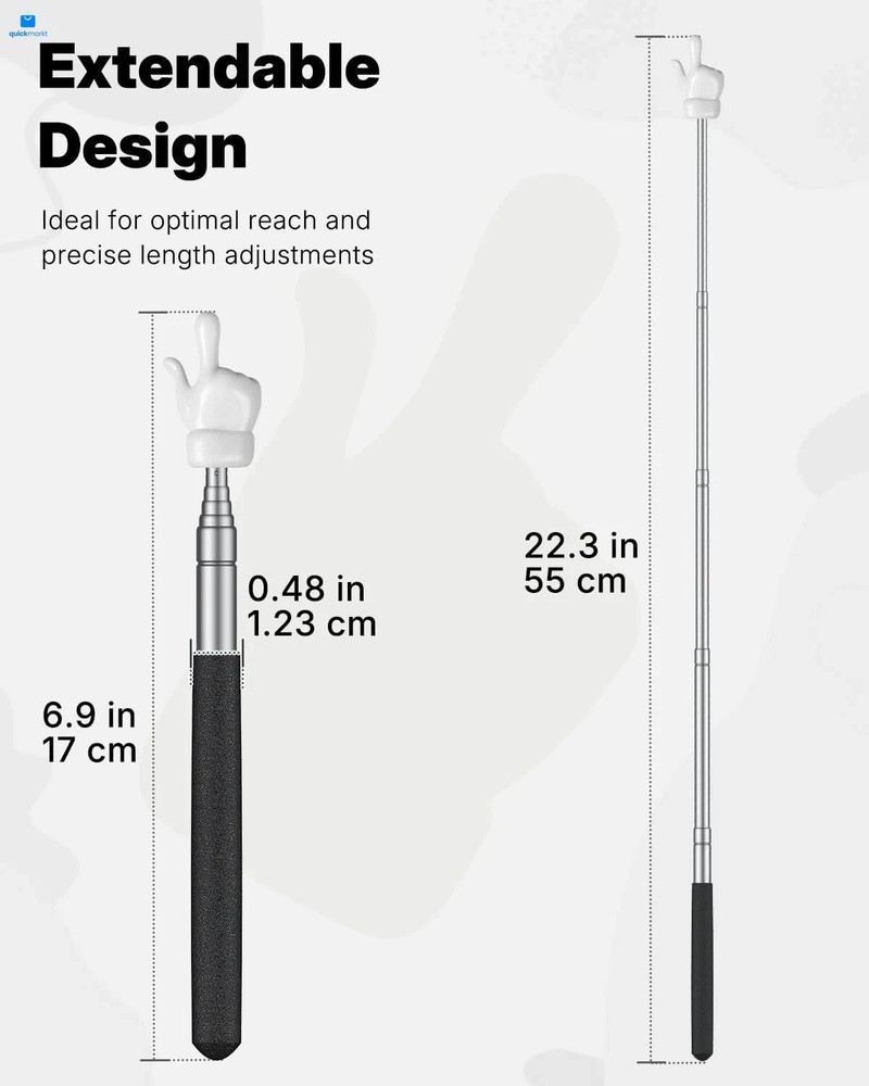 2 Pcs Telescopic Teachers Pointer Mini Retractable Finger Black