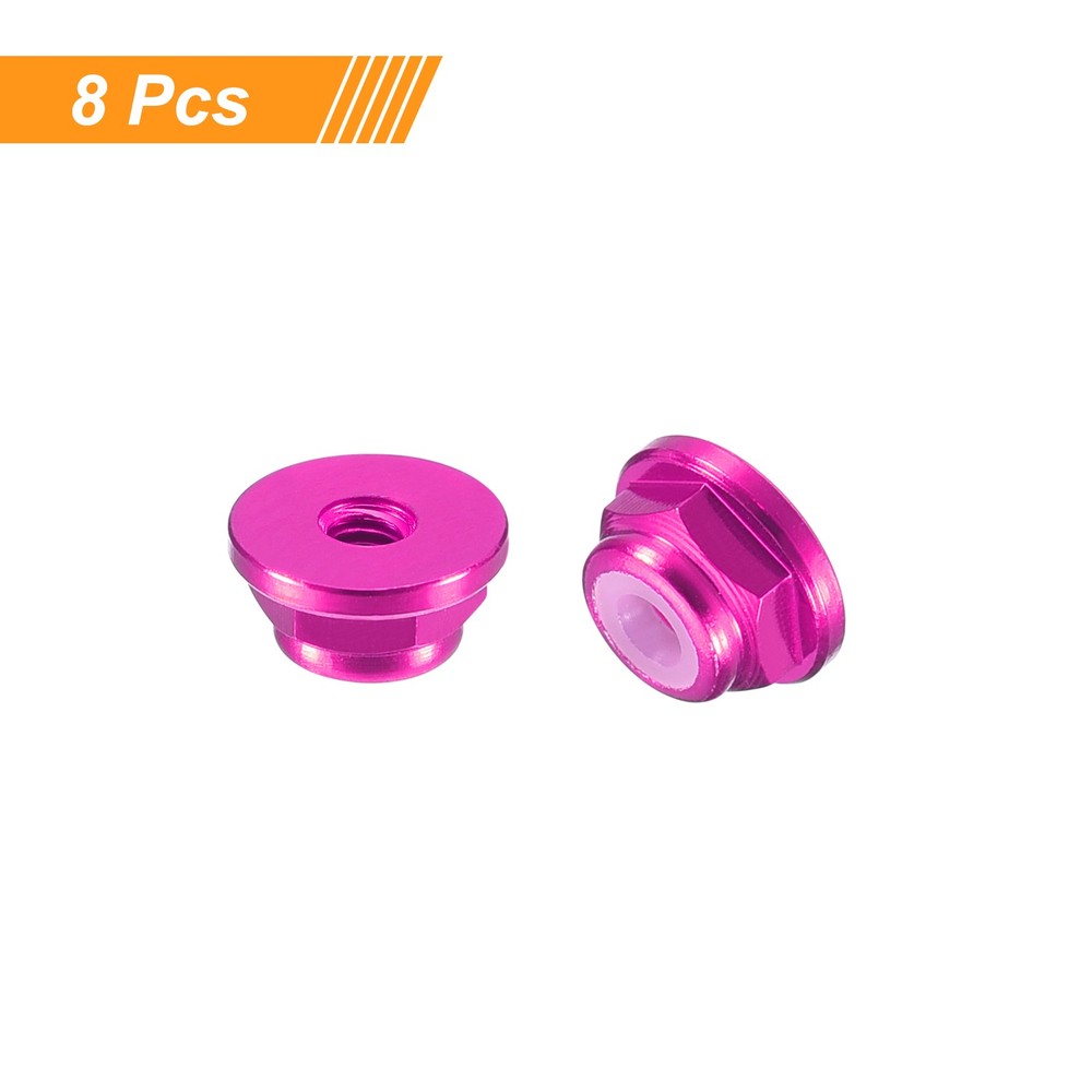 Nylon Insert Hex Lock Nuts, 8pcs - M2x0.4mm Self-Locking Nut(Pink)