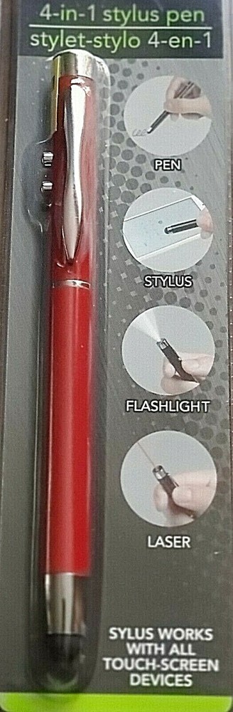Stylus Pen with Flashlight and colored Red Pointer-Black Ink (Ships from U.S.)