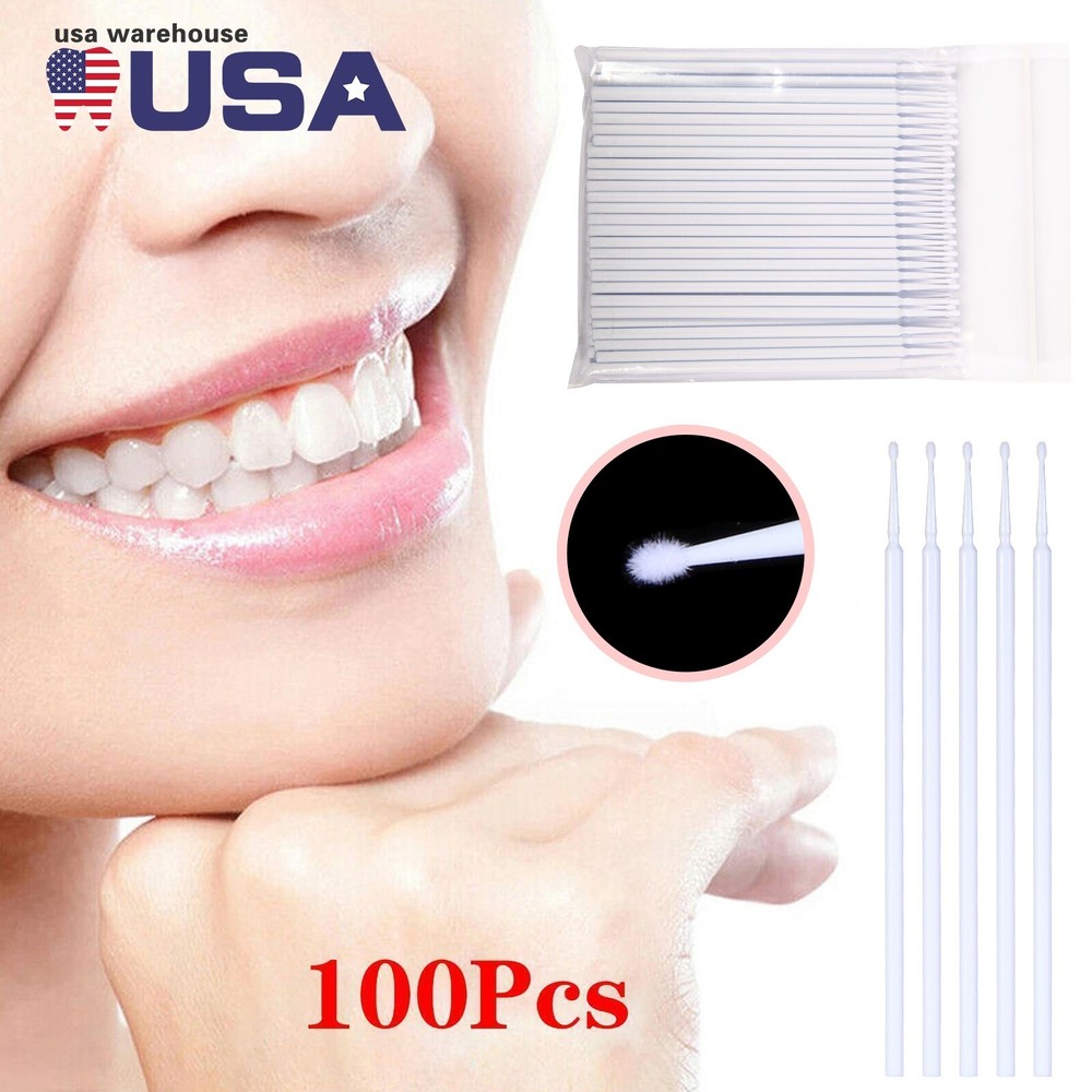 100 Pcs Dental Micro Brush Disposable Materials Tooth Applicators 1.5mm