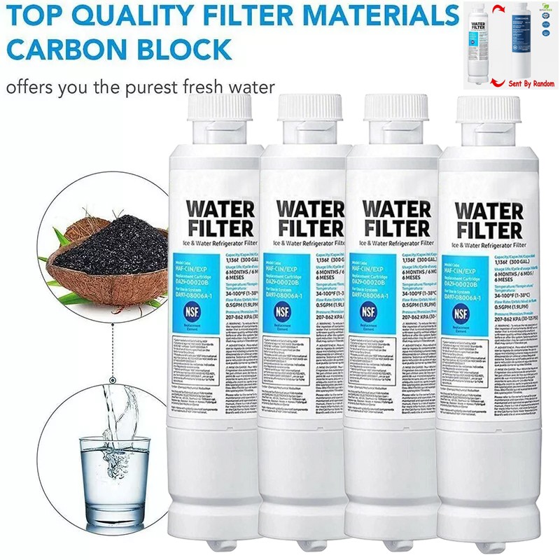 4PACK for Samsung DA29-00020B HAF-CIN/EXP Refrigerator Water & Ice Filter White
