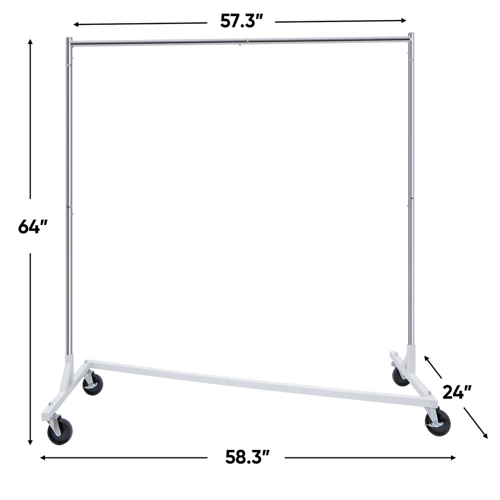 1/2 Compact Garment Rack Rolling Z-Base Storage Garment Hanging Clothes Shelf