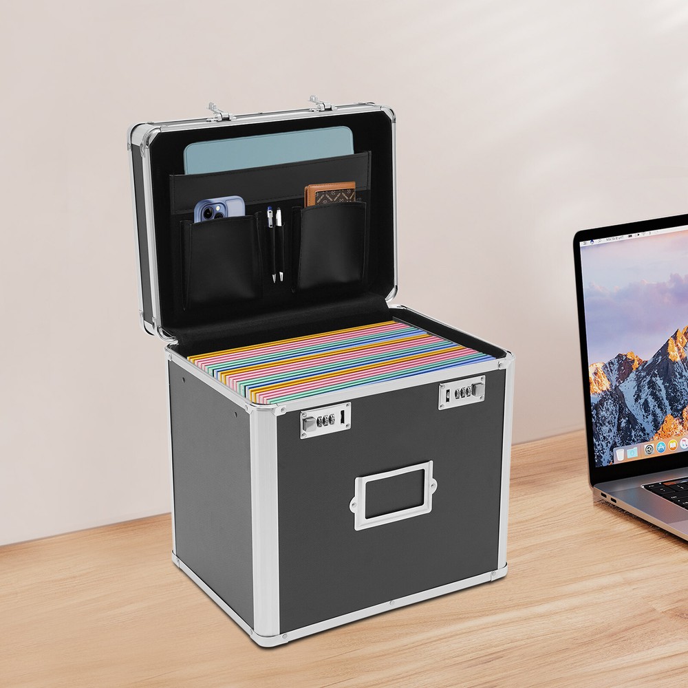 Portable Locking File Organizer Box for Home & Office Storage