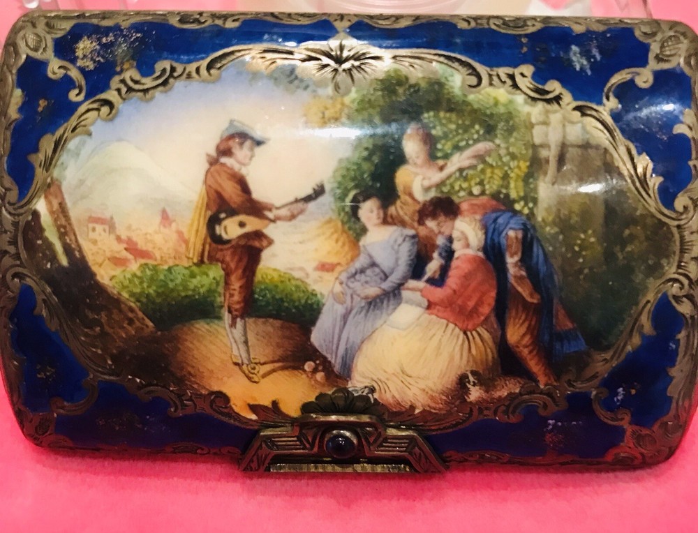 Antique Silver Enamel Box