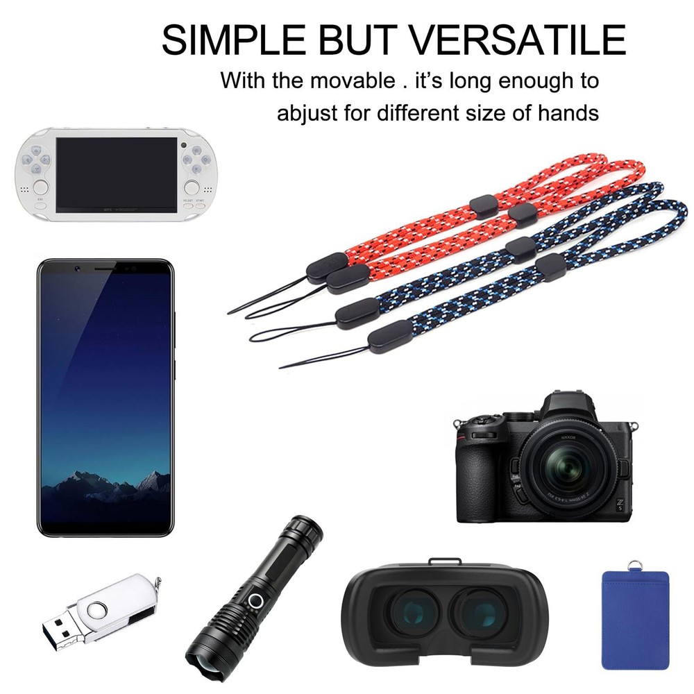 Honbay 4PCS Universal Adjustable Hand Wrist Strap Lanyard Medium, Black