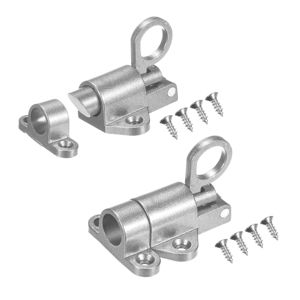 2-Pack Self-Closing Latch Aluminum Alloy with Screws for Door/Window [Silver]