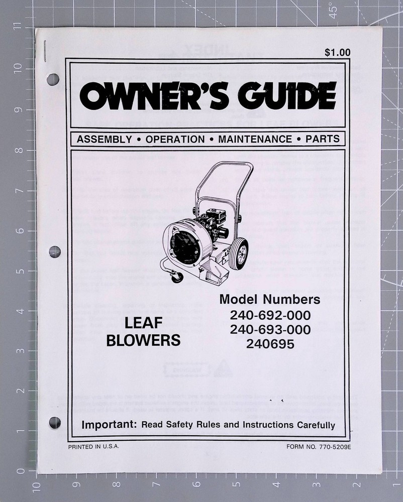 White Leaf Blower Owners Guide  - 9 Pgs AA24