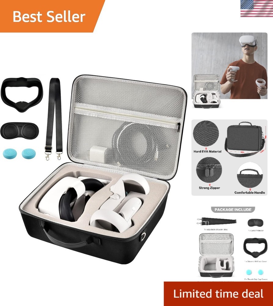 Protective VR Carrying Case for Quest 3/3S/2 - Includes Face Cover & More