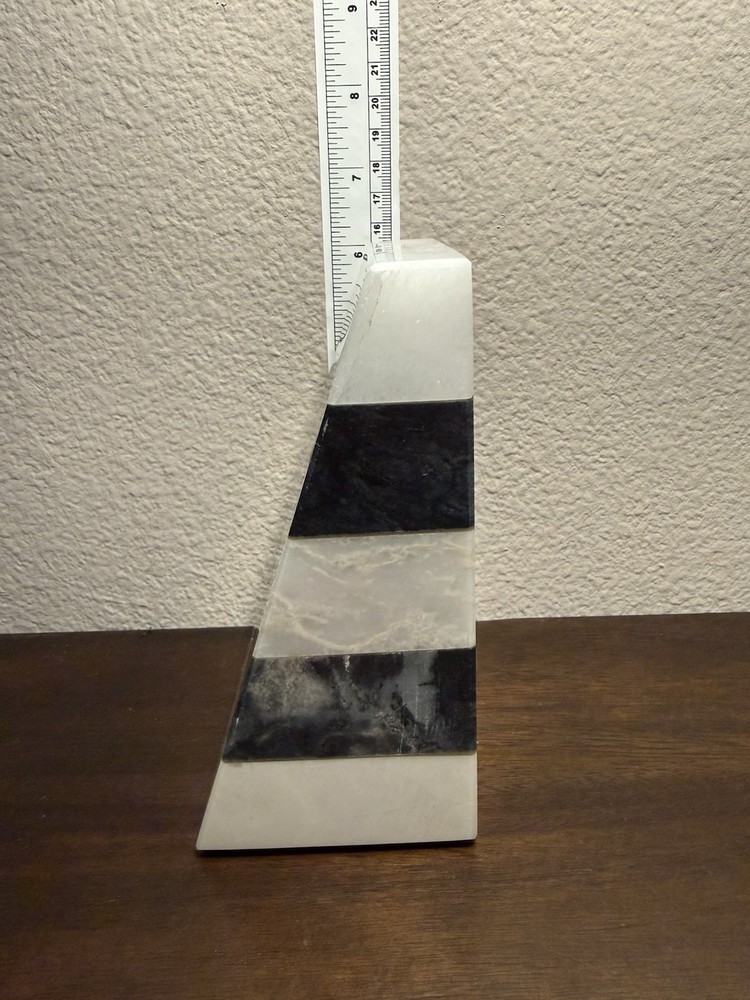 Marble Book End Black & White Stripped Decorative Bookends