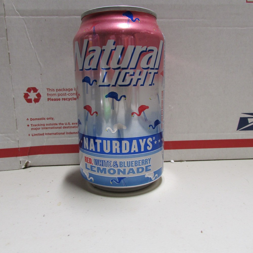 NATURAL LIGHT NATURDAYS empty 12oz beer can RED WHITE BLUEBERRY