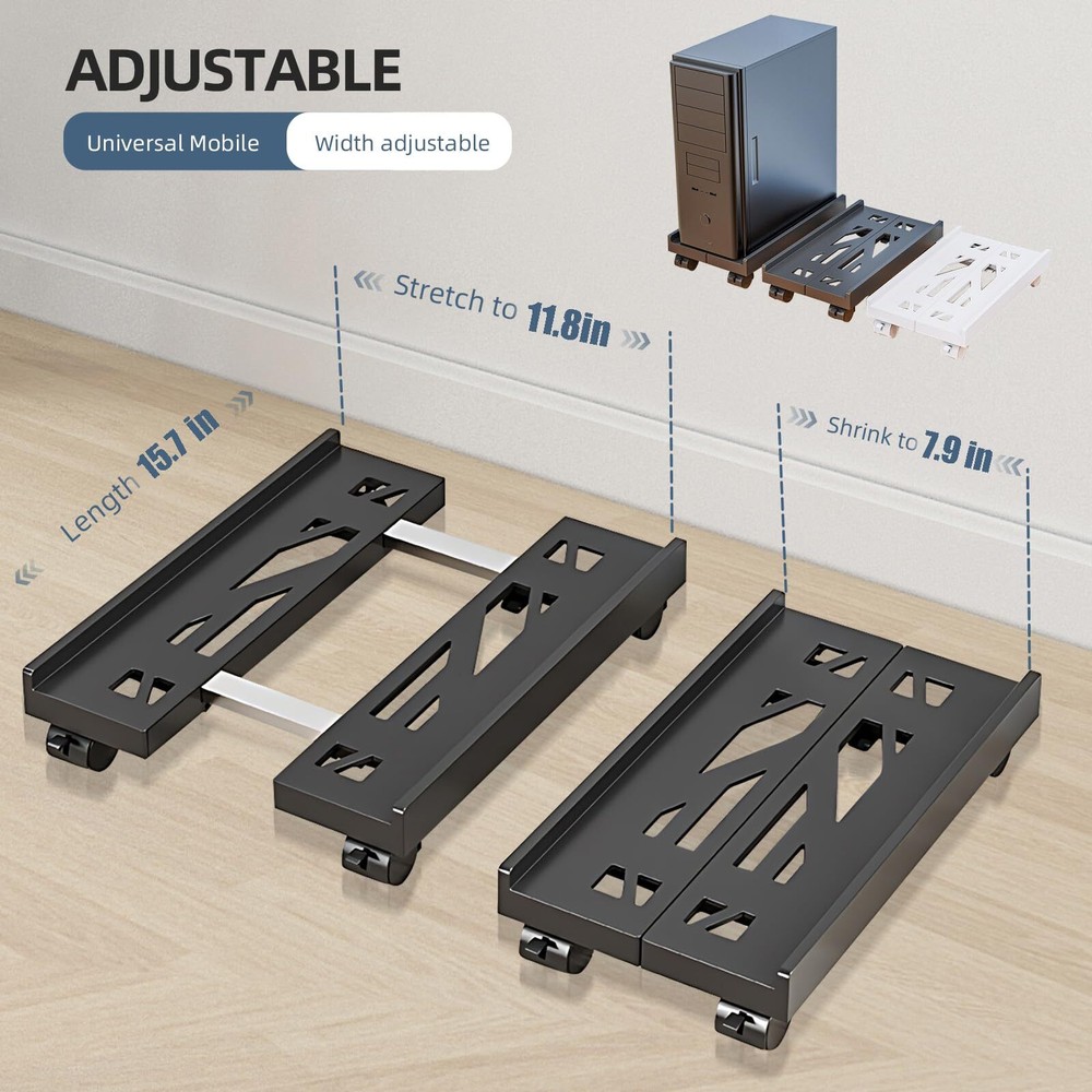 Adjustable Mobile CPU Stand, Ventilated Computer Tower Stand PC Tower Stand with