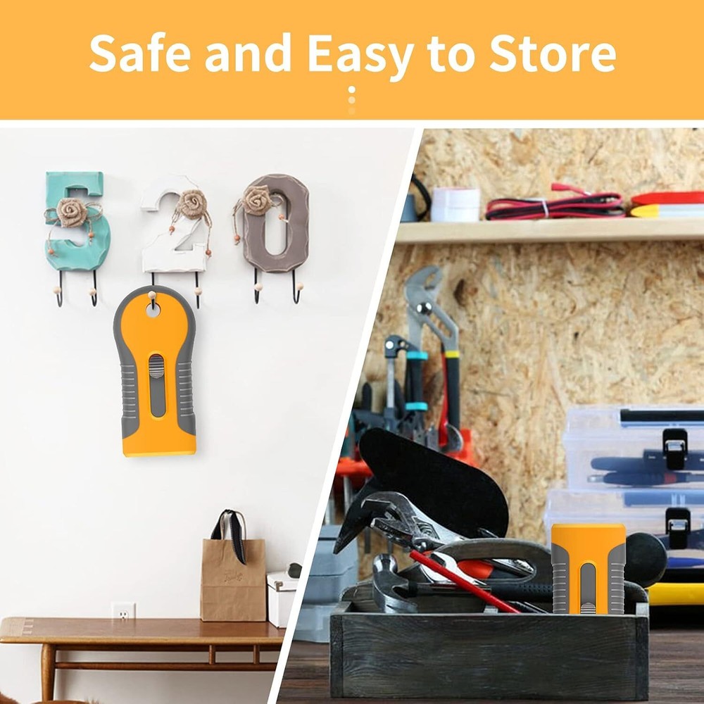 Razor Blade Scraper, 1 Pack Plastic Retractable Glass Scraper with 20 Pcs Extra