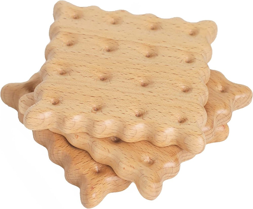 3PCs Solid Wood Coaster Set Insulation Pad Cute Biscuit Shaped