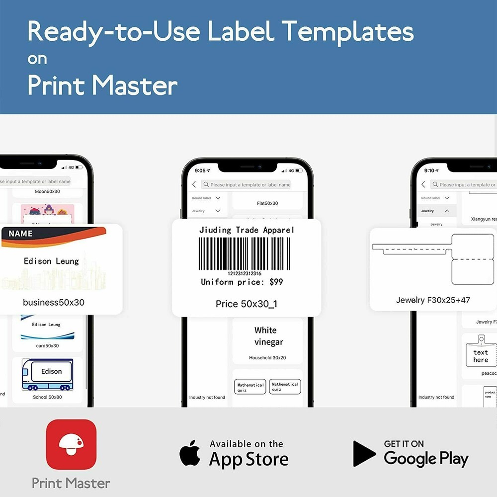 Phomemo M110 Pocket Thermal Printer Mobile Bluetooth Label Maker + 3 Rolls Paper