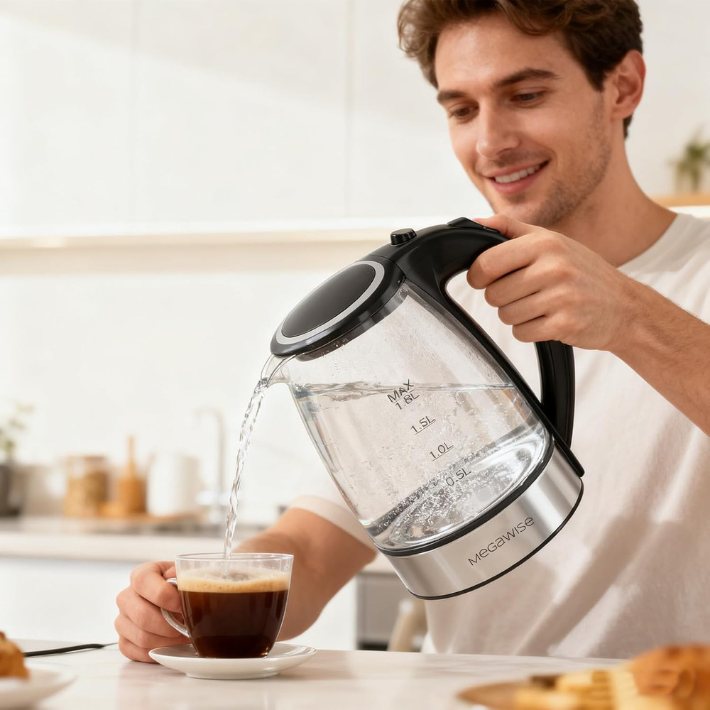 Electric Glass Kettle with Auto Shut-Off (1.8L)
