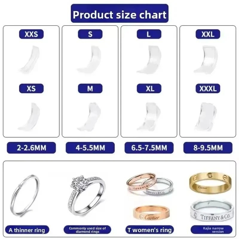 8 Sizes Clear Silicone Ring Sizer Invisible Anti-Loss Ring Holder