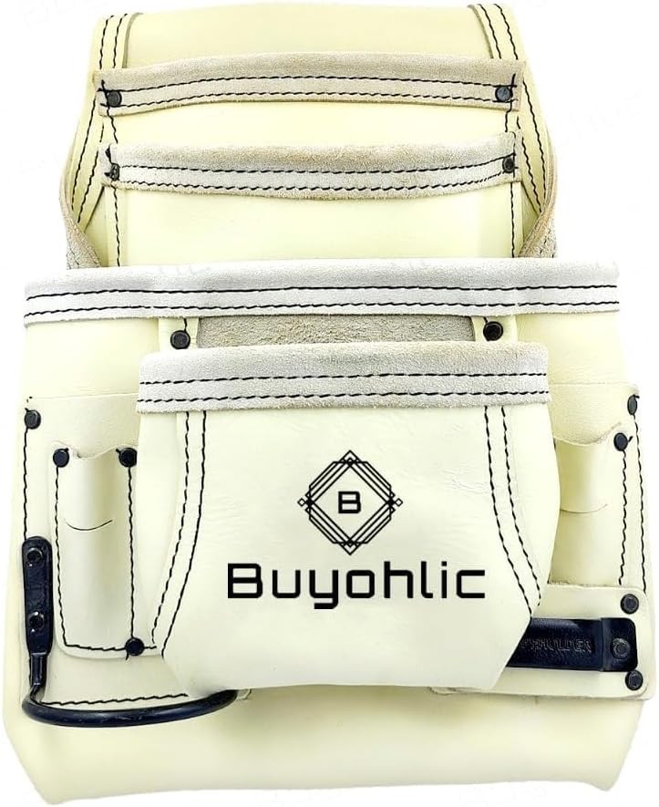 Heavy-Duty Leather Tool Bag 10 Pocket Top Grain Construction Pouch