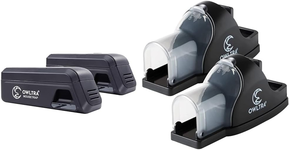 2-Pack Electric Mouse Trap and 2-Pack Tunnel Snap Mouse Trap Rodent Control