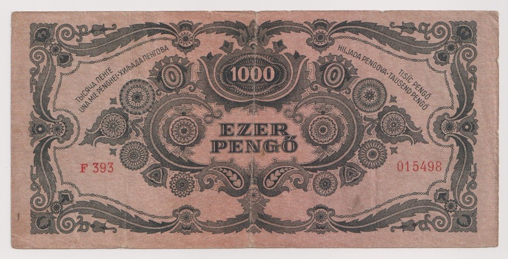 Hungary 1000 Pango, year 1945 Banknotes