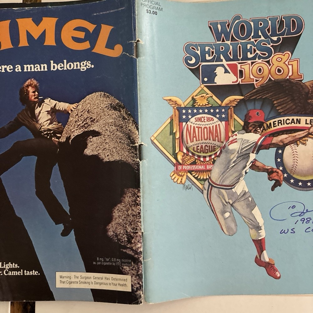 1981 World Series Program & Patch - SIGNED On Cover &pg.66 RON CEY#10 ALS