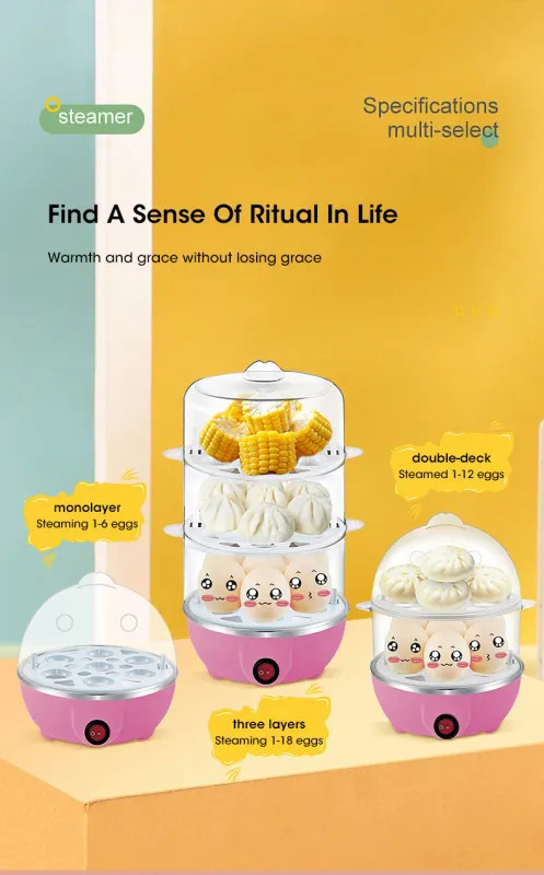Egg Cooker Automatic Power Off Home 7 Eggs Multi-Functional Steamed Egg Custard