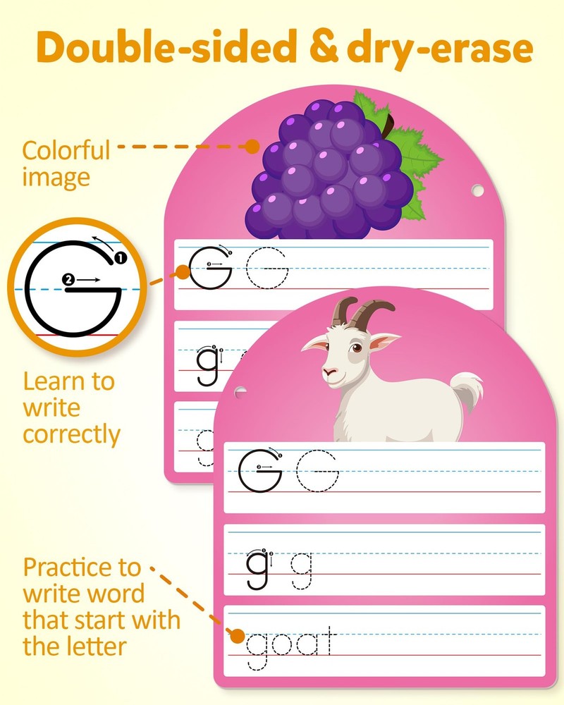 Coogam Handwriting Practice Copybook, Write and Erase Alphabet Number Learning M