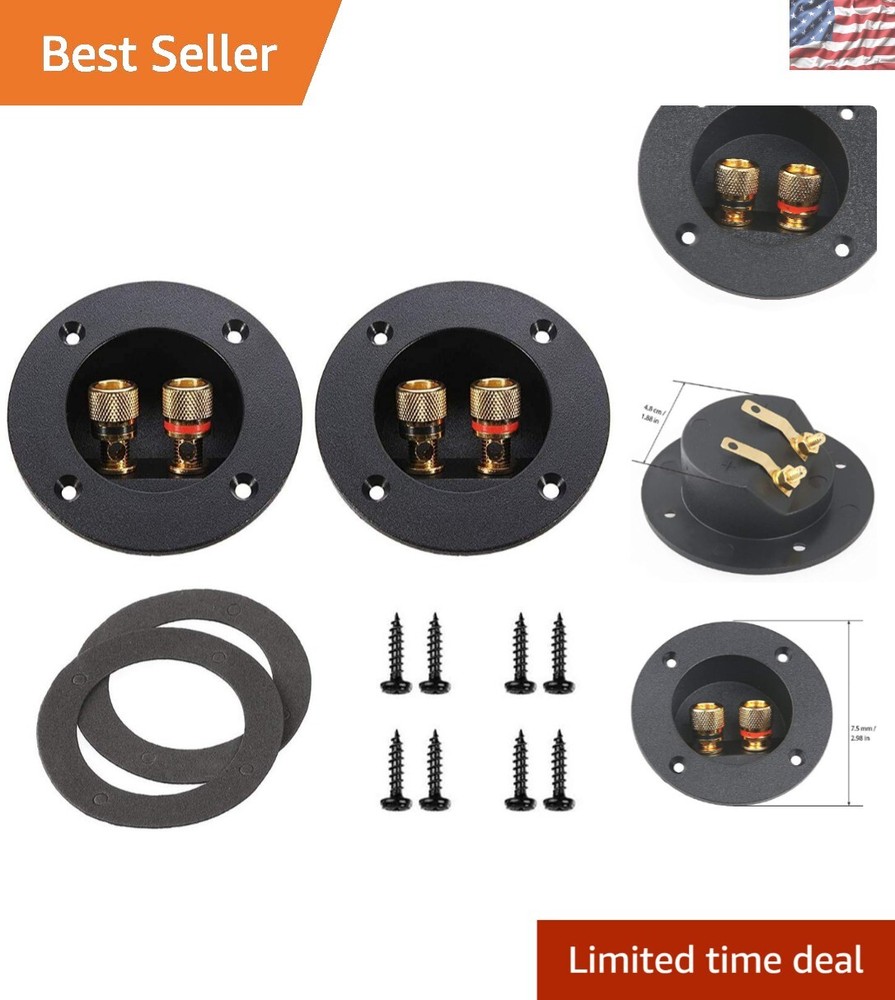 2 Pcs Black 3" 2-Way Speaker Box Terminal Binding Posts - DIY Audio Connectors