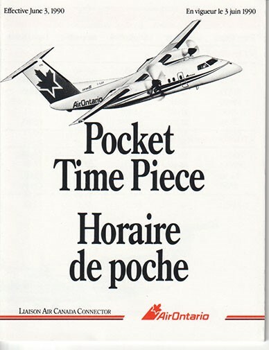 Air Ontario timetable 1990/06/03