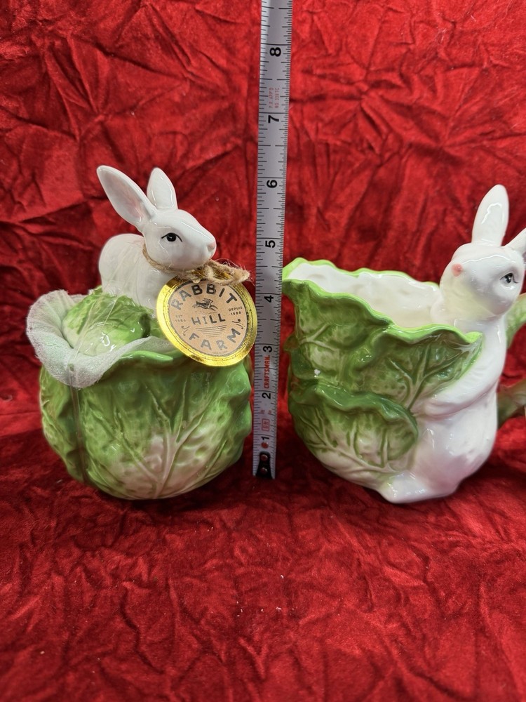 Arlington Designs Easter Bunny Rabbit Cabbage Ceramic Sugar Bowl /creamer New