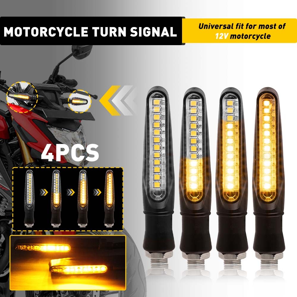 4x Flowing Motorcycle Signals Turn LED Light Tail Blinker Indicator Amber Lights
