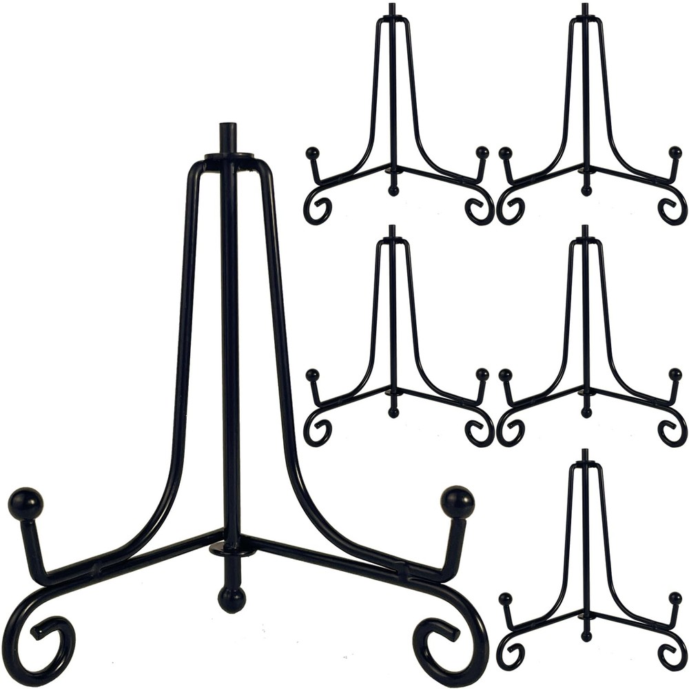 6PCS Premium Black Iron Plate Stands for Display 4 Inch, Decorative Solid Met...