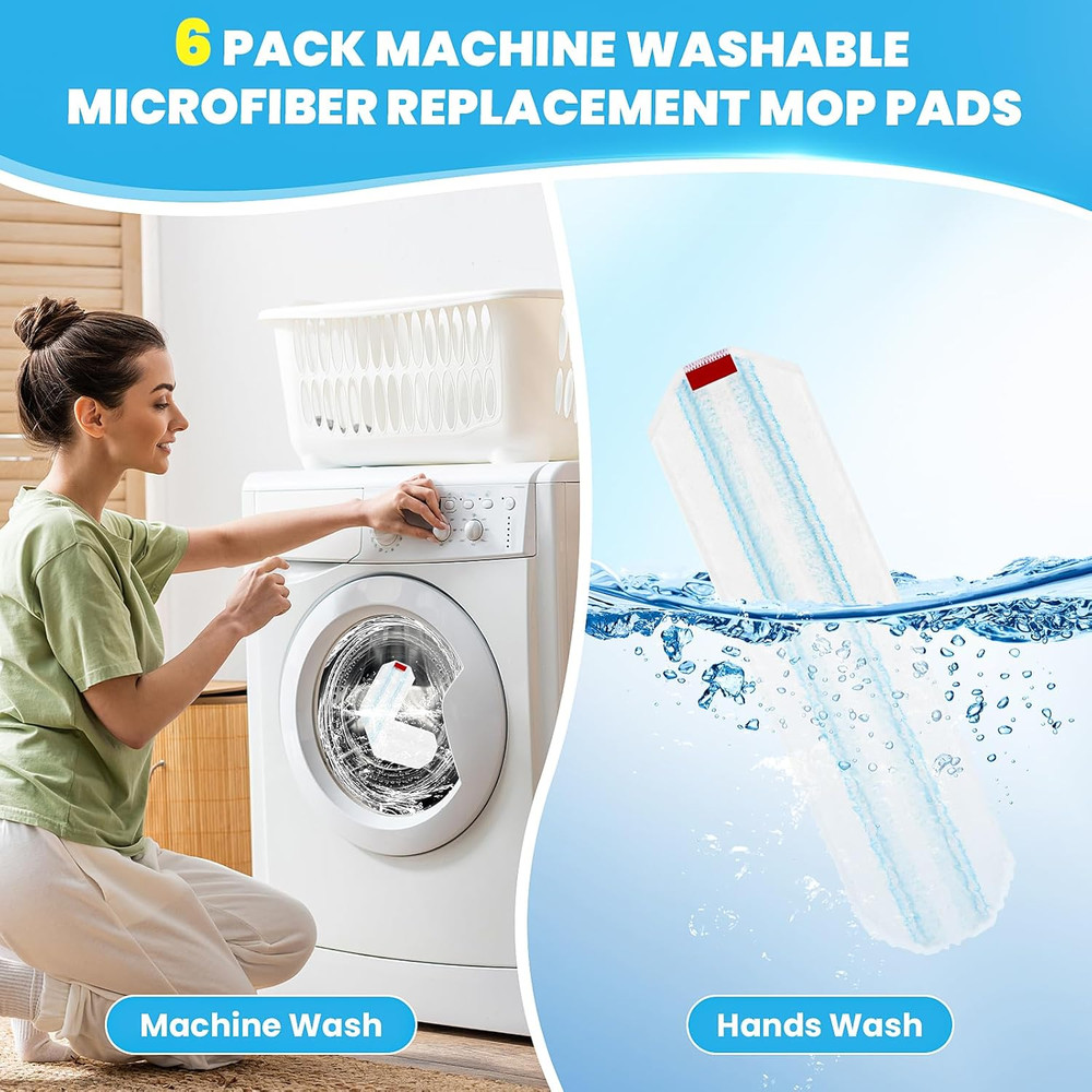 6 Pack Replacement Mop Pads for O-Cedar H2prO Flat Mop System Machine Washable