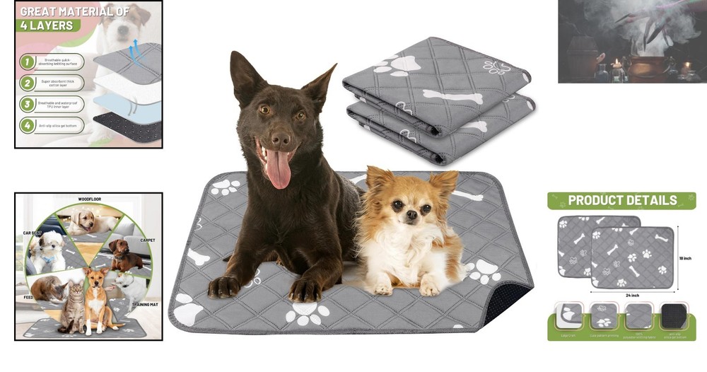 Reusable Puppy Pads, Super Absorbent & Leakproof - Eco-Friendly 2 Pack