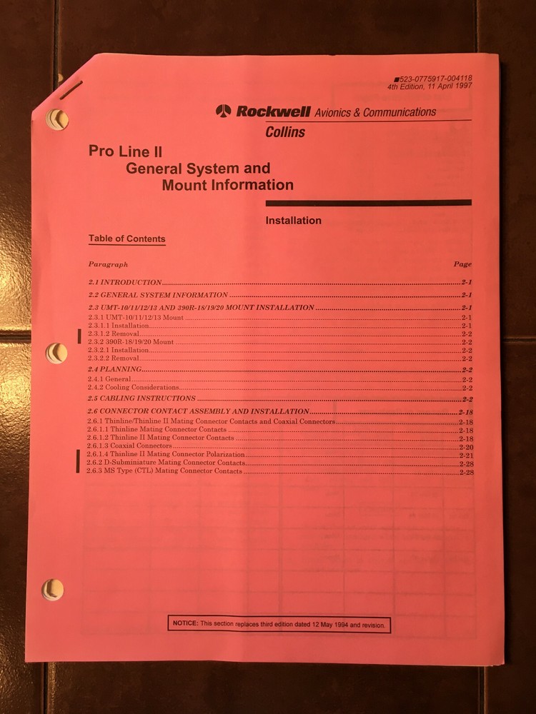 Collins Pro Line II Mounts Manual