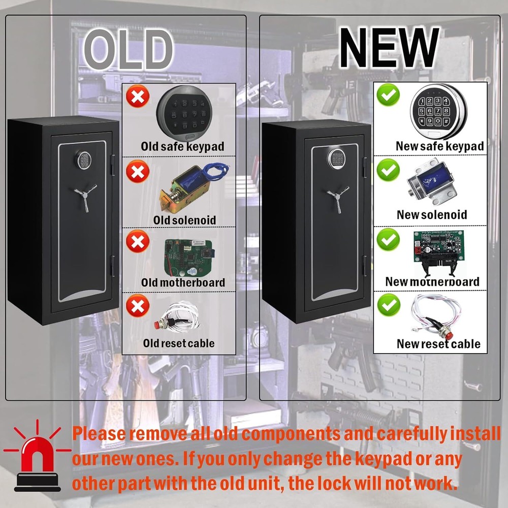 Gun Safe Lock Replacement Solenoid Lock Chrome Digital Keypad Electronic Lock