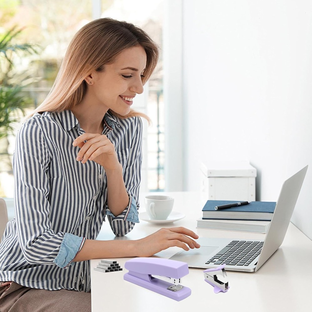 Purple Office Stapler, 25 Sheet Capacity with 2000 Staples and 1 Pack,