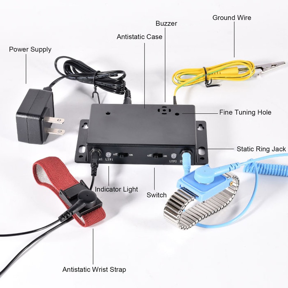 Double Station ESD Wrist Strap Tester Safe Operation For Operator Grounding For