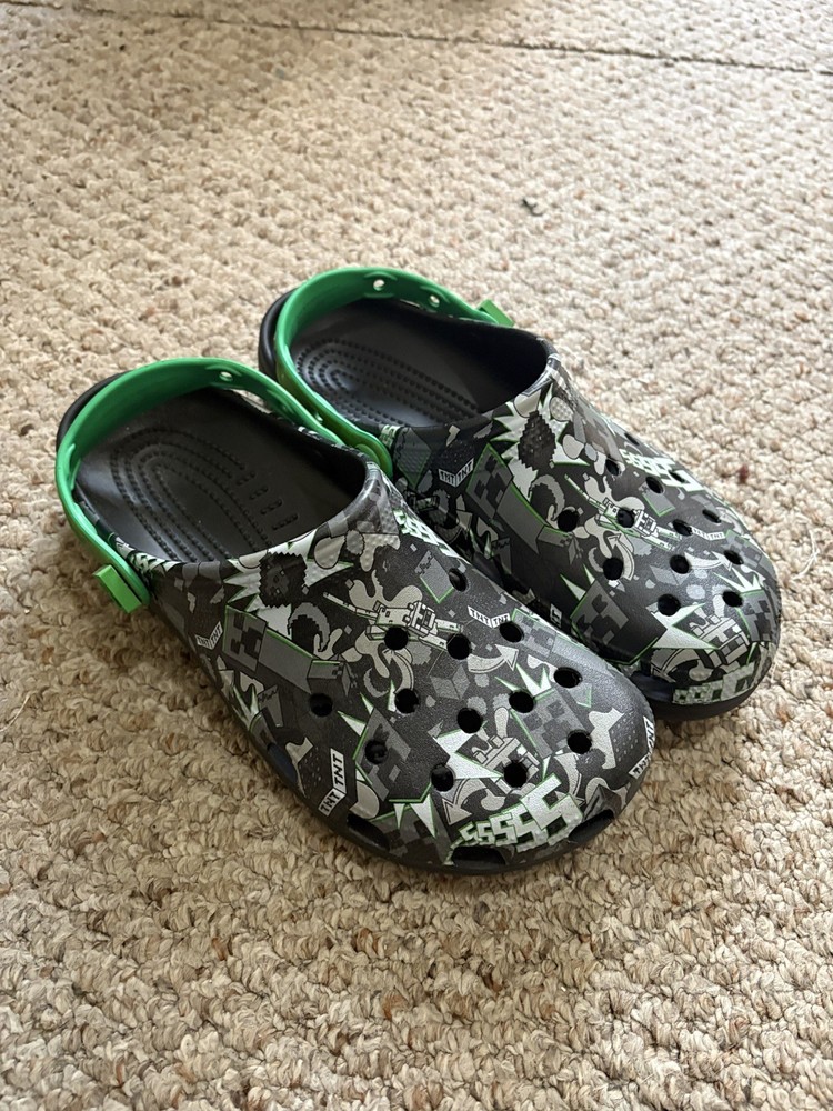 Minecraft Crocs Classic Clogs Black White Mobs Creeper Size Men's 9