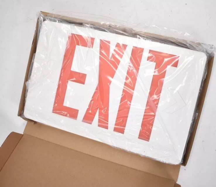 Sunco Lighting LED Exit Signs w Emergency Lights Double Sided 6 Pack EX-RED E11
