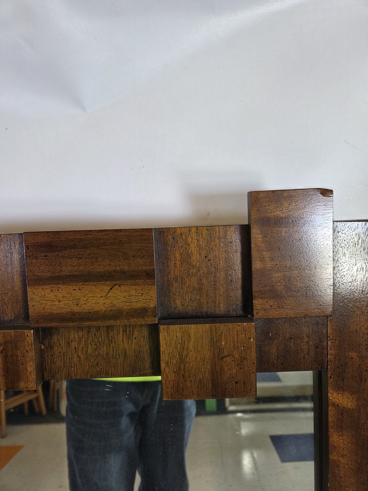 Vintage Lane Brutalist Walnut Wall Mirror