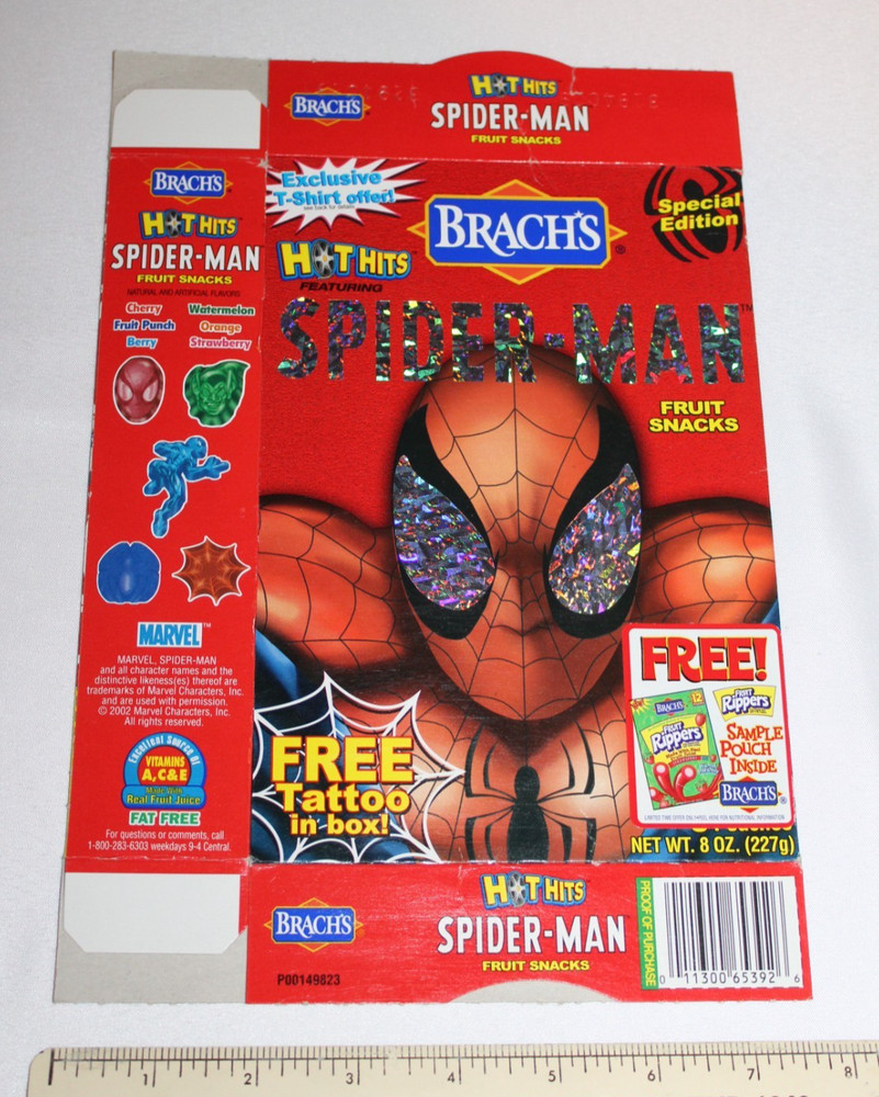 2002 Spider-man Brachs Fruit Snacks Empty Advertising Display Box Candy Marvel