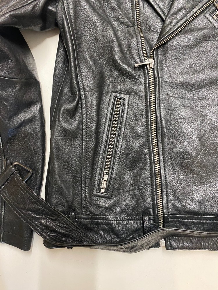 ASOS Vintage Leather Motorcycle Jacket Black Label M Armpit/Armpit 21" (mc876)