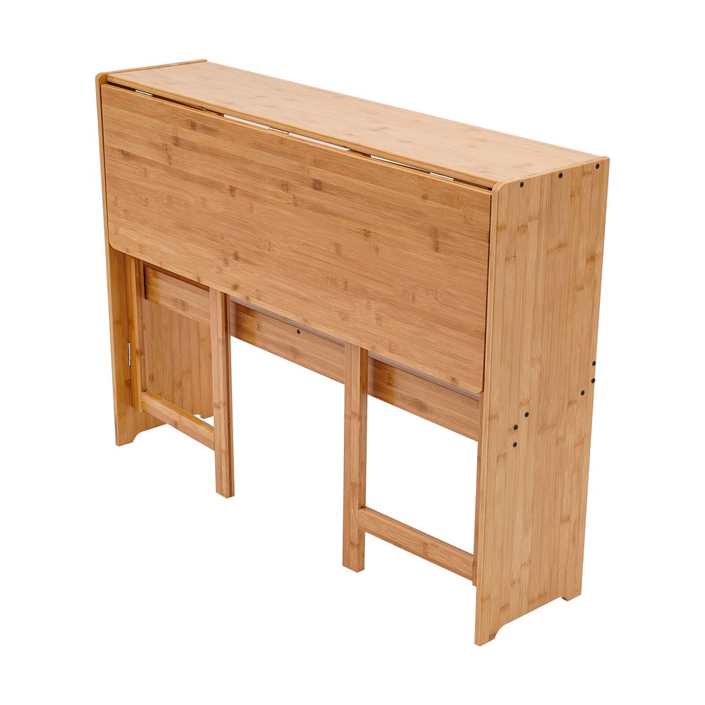 Folding Computer Desk, Modern Writing Table &Storage Shelf Home Office Work Desk