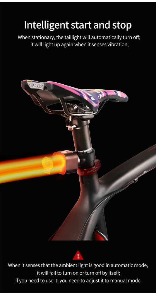 MEROCA Bicycle Brake Light Creative Expression 100 Lumen Smart Sensor for AirTag