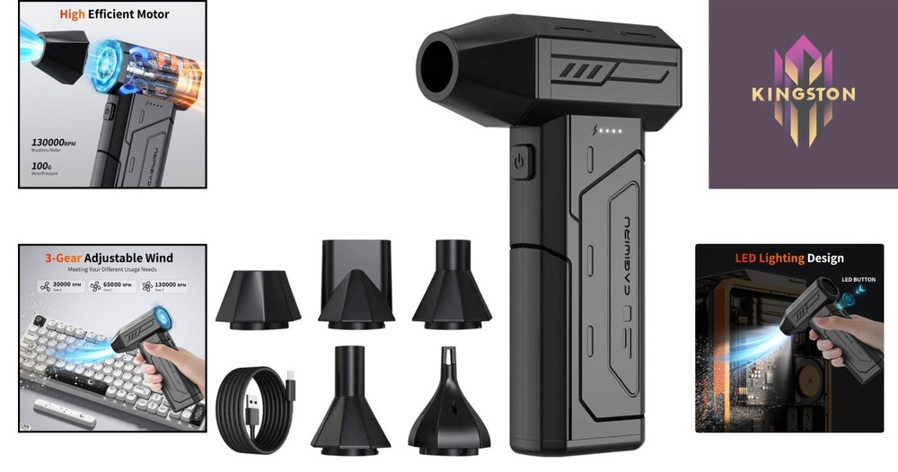 Versatile Air Duster with Adjustable Speeds & USB-C Charging - 240 Minutes Use