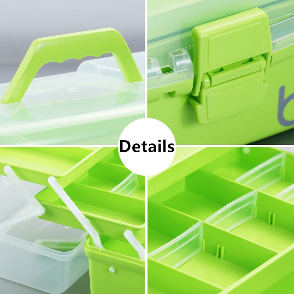 12'' Three-Layer Clear Plastic Storage Box/Tool Box, Multipurpose Organizer a...