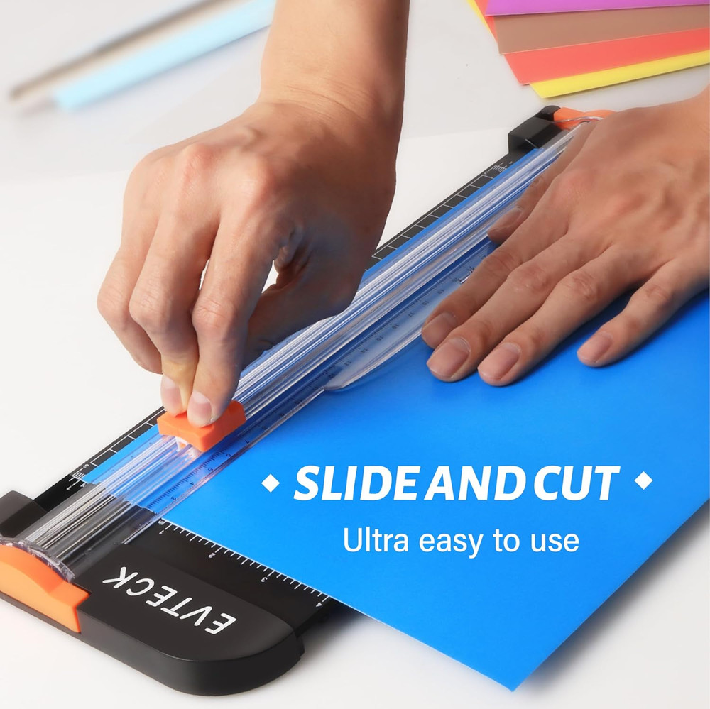 12" Paper Cutter Trimmer with Security Blade & Foldable Ruler, for A4 Crafting,